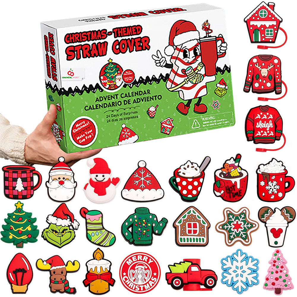 24 Days Christmas Advent Calendar Straw Caps Blind Box Countdown Calendar