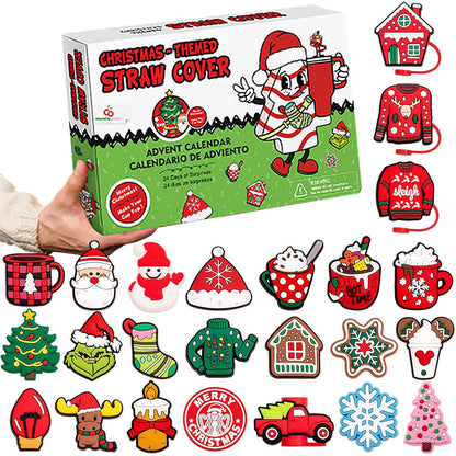 24 Days Christmas Advent Calendar Straw Caps Blind Box Countdown Calendar
