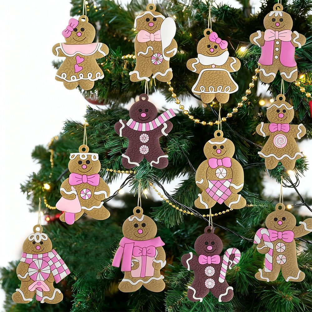 12PCS Gingerbread Man Christmas Decorations ¨C Hanging Pendants for Christmas Tree