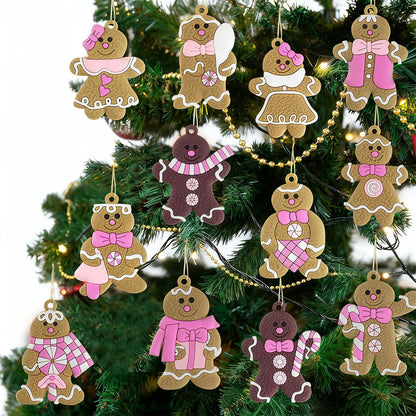 12PCS Gingerbread Man Christmas Decorations ¨C Hanging Pendants for Christmas Tree