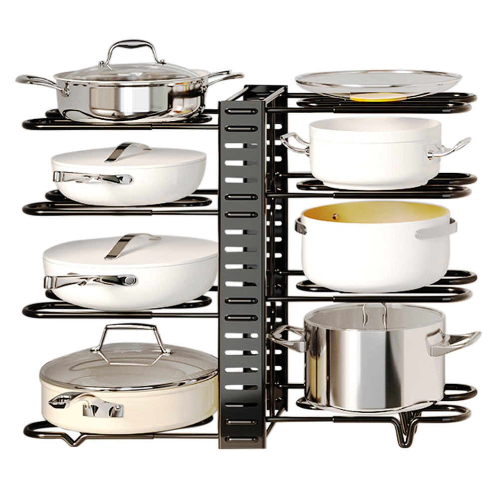 8 Tier Pot and Pan Organizer Rack for Cabinet Pot Organizers Inside Cabinet