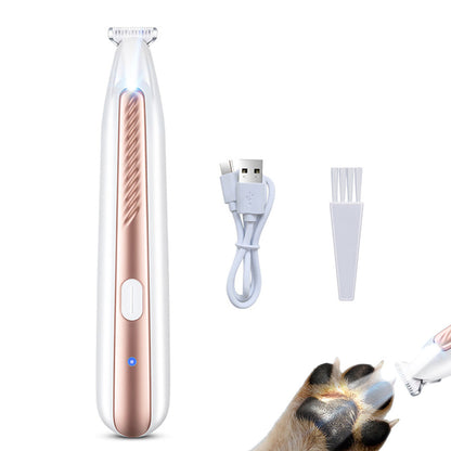 Pet Dog Paw Trimmer with LED Light Cordless Electric Pet Paw Grooming Clippers for Paws Ears Face Rump