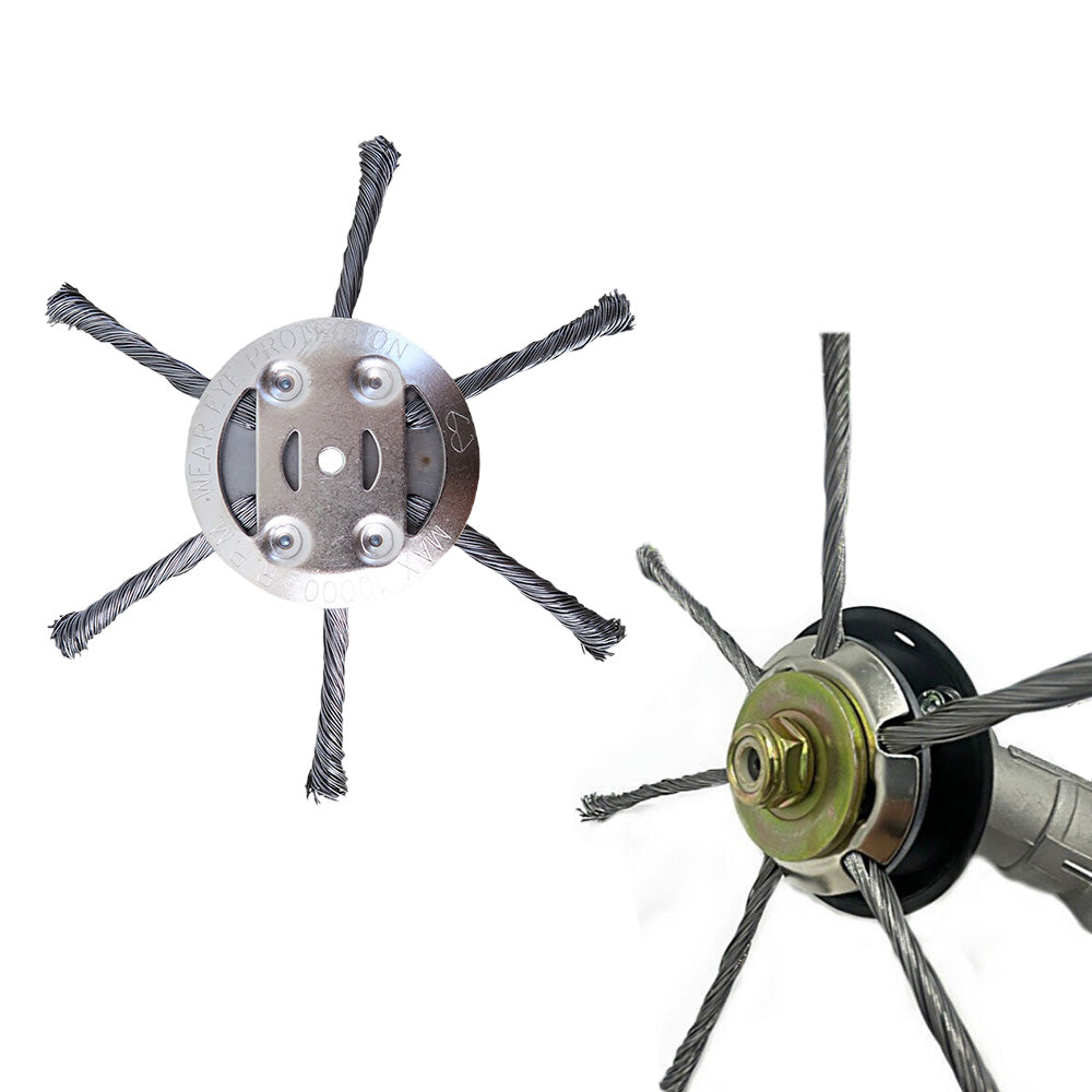 2 Pack Replacement 150 MM Steel Wire Weed Brush for Grass Trimmer 6-Head Cutter Heads for Lawn Mower