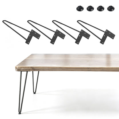 4Pcs Hairpin Furniture Table Legs with Rubber Feet-40cm
