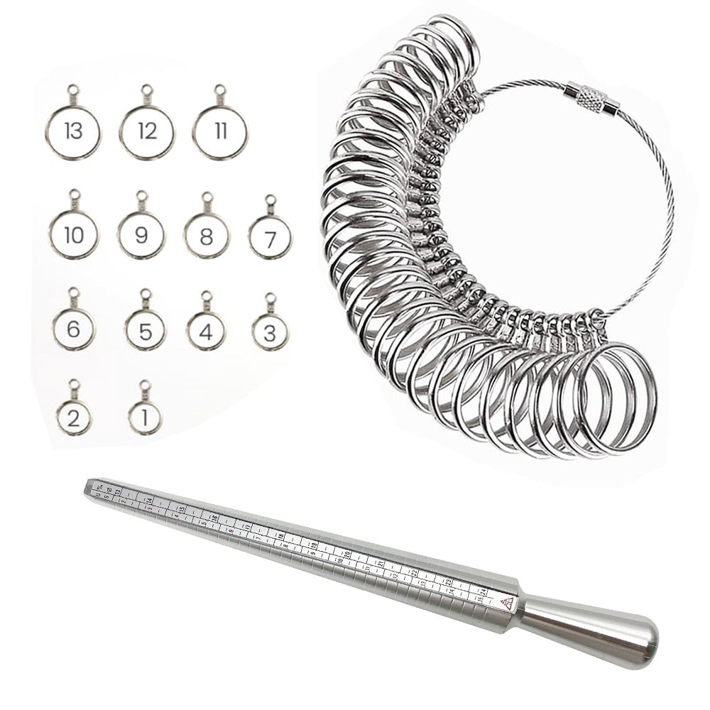 Ring Sizer Measuring Tool Set Ring Gauges with Finger Sizer Mandrel Ring Sizer Tools for Jewelry Sizing Measuring