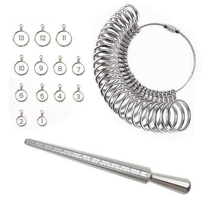 Ring Sizer Measuring Tool Set Ring Gauges with Finger Sizer Mandrel Ring Sizer Tools for Jewelry Sizing Measuring