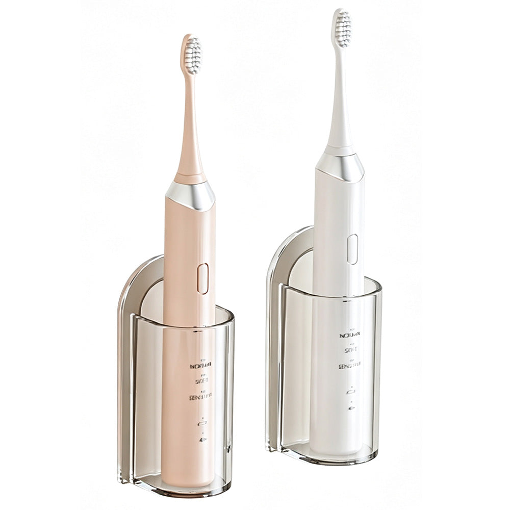 2Pcs Clear Wall-Mounted No-Drill Electric Toothbrush Holders