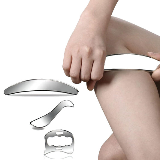 3Pcs Set Guasha Massage Tool Stainless Steel Muscle Scraping Tool for Back Legs Arms Neck Shoulder