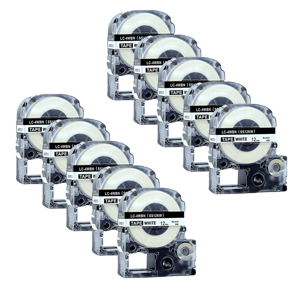 10 Piece Compatible with Epson KingJim LK-4WBN Label Tape
