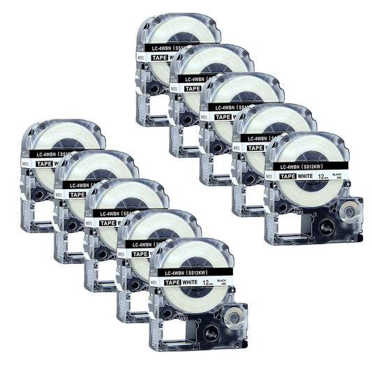 10 Piece Compatible with Epson KingJim LK-4WBN Label Tape