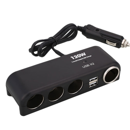 6-in-1 120W Multi Socket Car Cigarette Lighter Splitter 12V-24V Dual USB Charger