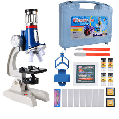 Kids Microscope Kit 100X-1200X Science Experiment Educational Toy for Ages 6+