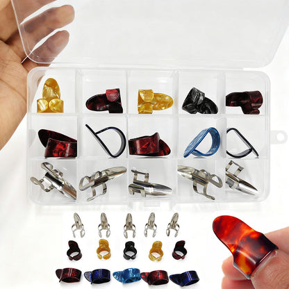 15PCS Finger Pick Set for Guitar ¨C Includes 15-Grid Storage Case Box