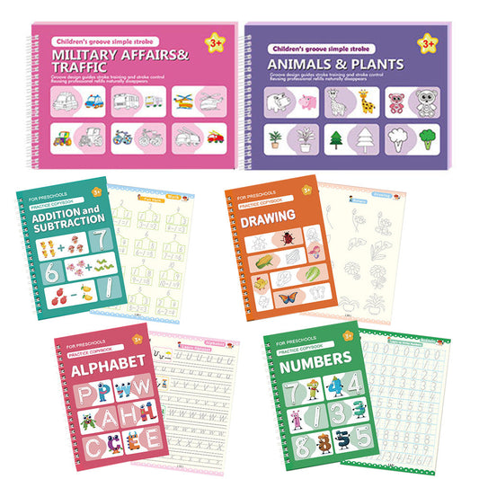 Magic Handwriting Practice Copybooks with Pens Reusable Grooved Books