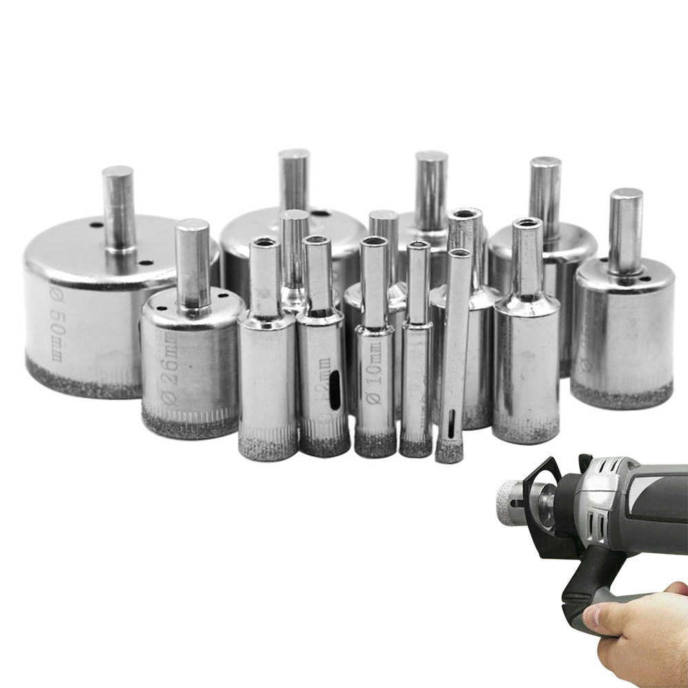 15 PCS Drill Bit Set for Glass Tile  Precision Hole Saws 0.6-0.05cm