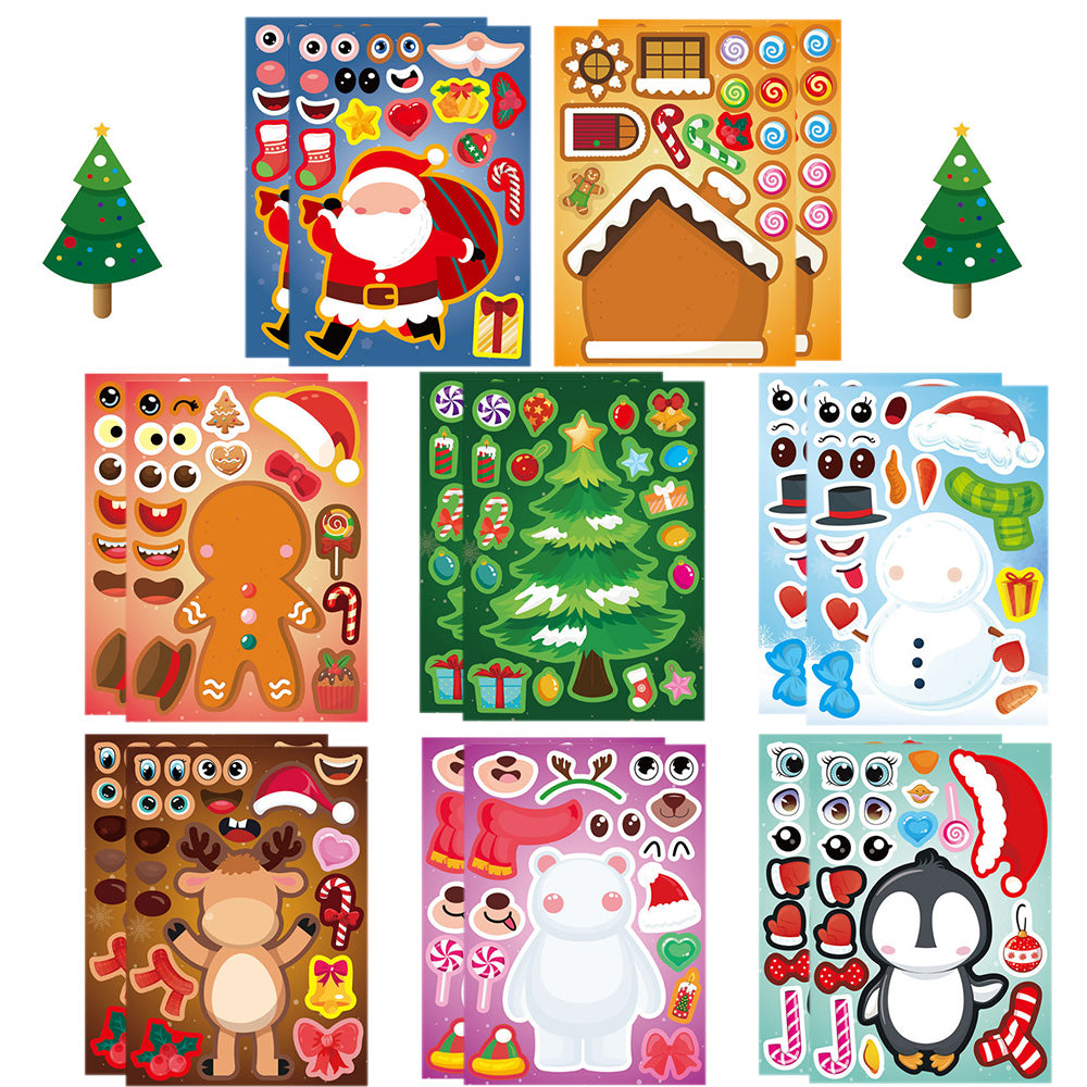 16Pcs Kids Christmas Stickers ¨C DIY Stocking Stuffers Crafts and Christmas Decorations