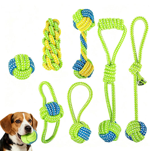 7Pcs Dog Rope Chew Toys ¨C Durable Knot Balls for Puppies Training and Teething