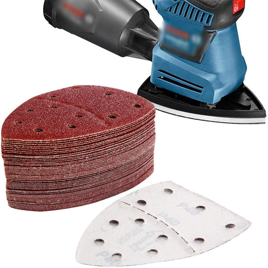 60Pcs 11-Hole Sanding Sheets Triangle Detail Sander Pads for Polishing