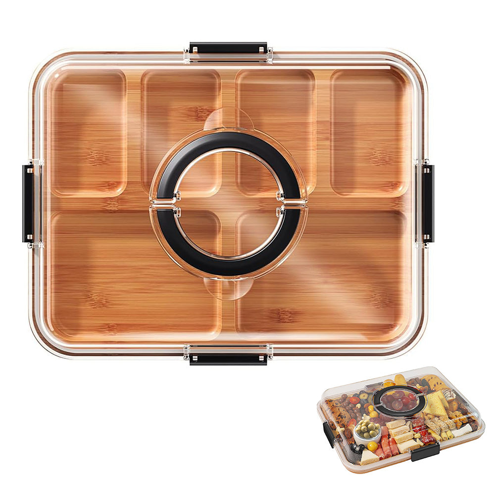 Charcuterie Board with Clear Lid Portable Travel Cheese and Cutting Board Set