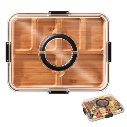 Charcuterie Board with Clear Lid Portable Travel Cheese and Cutting Board Set
