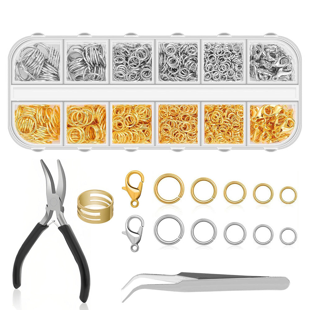 Jewelry Making Repair Kit 1160pcs Open Jump Rings 40pcs Lobster Clasps Pliers Set
