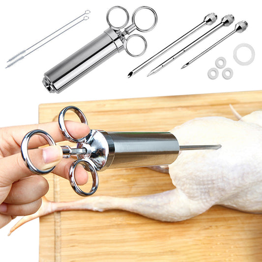 60ml Meat Seasoning Injector Syringe Kit for BBQ Kitchen Cooking