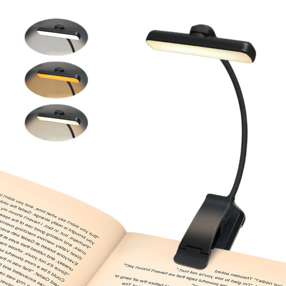 3-Color Adjustable Book Light Flexible Clip-on Light for Reading in Bed