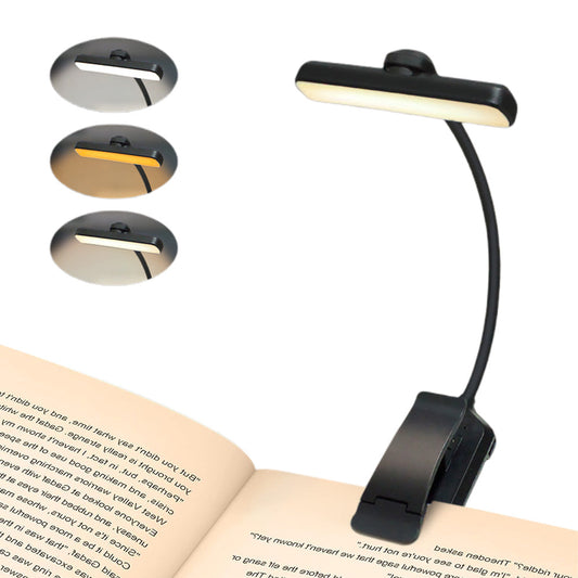 3-Color Adjustable Book Light Flexible Clip-on Light for Reading in Bed