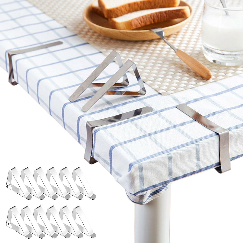 12Pcs Elastic 403 Stainless Steel Tablecloth Clips