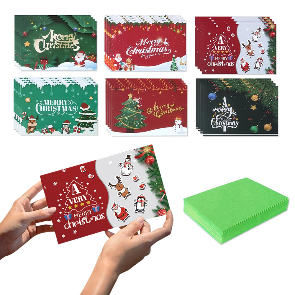 24 Pcs Christmas Greeting Cards with Envelopes Xmas Greeting Blank Cards for Handwritten Messages