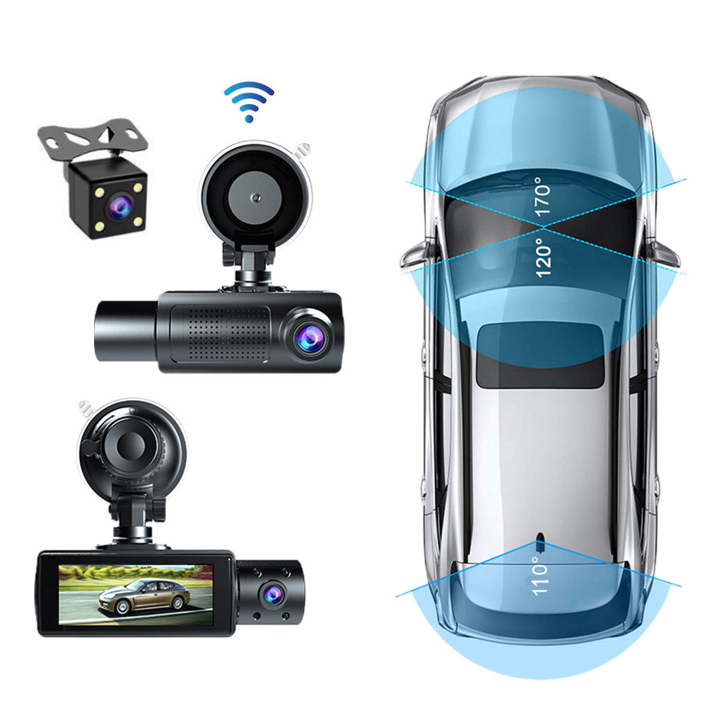Dash Cam with WiFi ââ‚?Front  Rear & Interior Recording with Night Vision