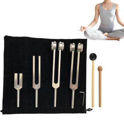 4 Piece Tuning Fork Set with Mallet Sound Tool