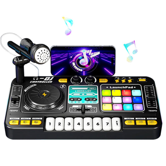 Kids DJ Mixer Musical Toy with Mic & LED Lights