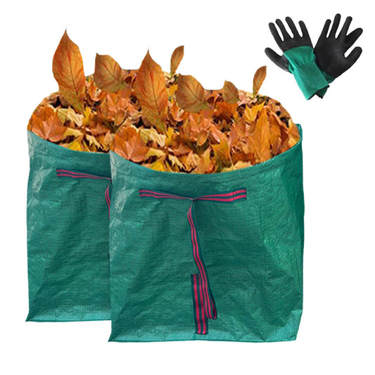 2 Pack 270L Garden Waste Bags with Gloves and Handles Foldable Yard Leaf Collection Collector