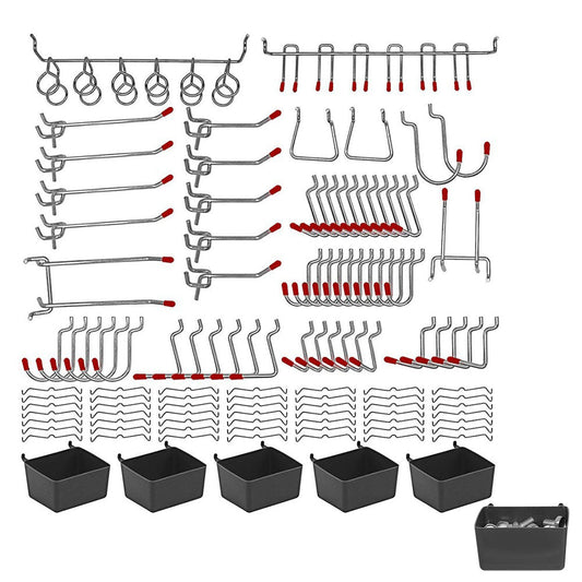 114-Piece Pegboard Hook Set with Bins and Peg Locks  Metal Hooks for Garage Workshop Organization
