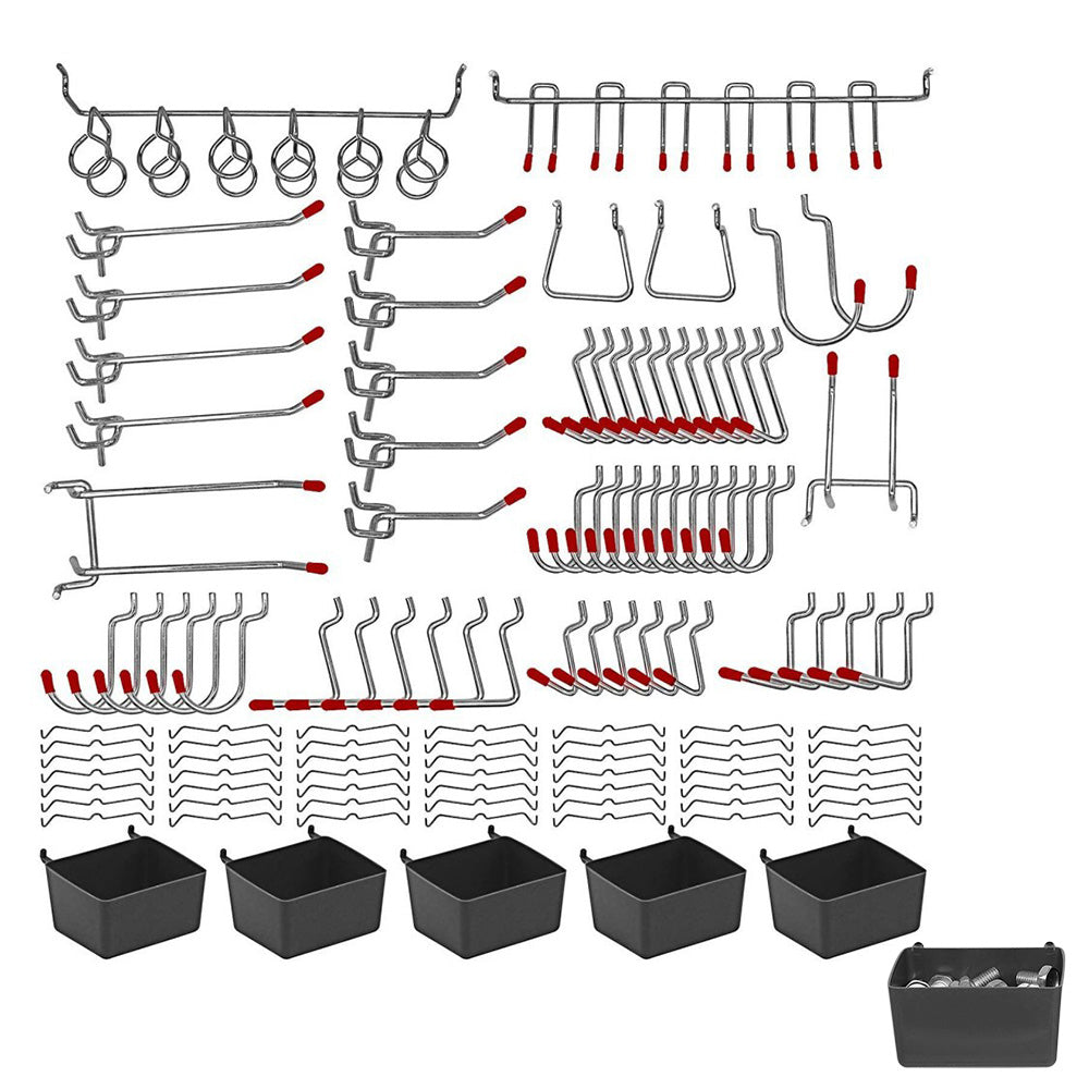 114-Piece Pegboard Hook Set with Bins and Peg Locks  Metal Hooks for Garage Workshop Organization