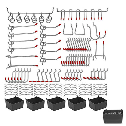 114-Piece Pegboard Hook Set with Bins and Peg Locks  Metal Hooks for Garage Workshop Organization