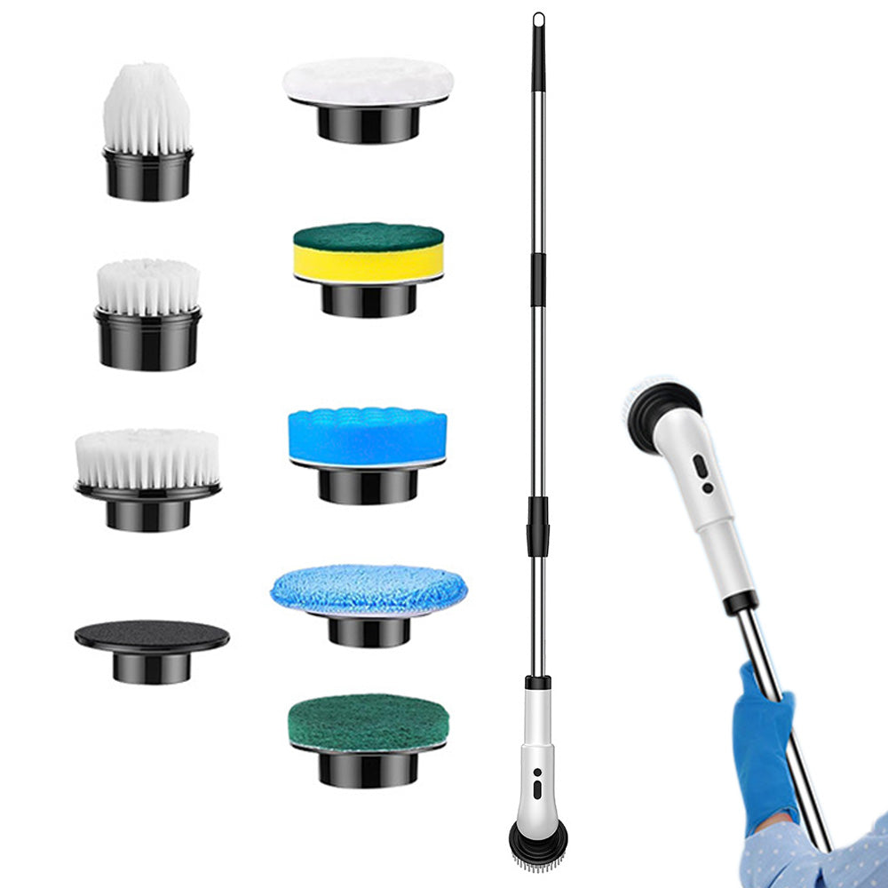 Electric Spin Scrubber with 9 Replaceable Brush Heads Cordless Cleaning Brush for Bathroom and Kitchen