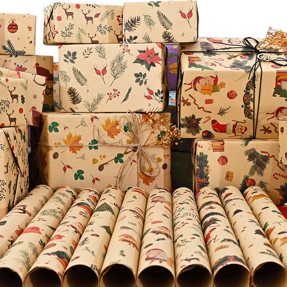 10PCS Christmas Wrapping Paper Rolls with Multiple Patterns & Gift Box Wrap