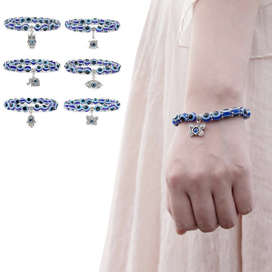 6Pcs Turkish Evil Eye Bracelet Greek Style Bangle Fashion Jewellery