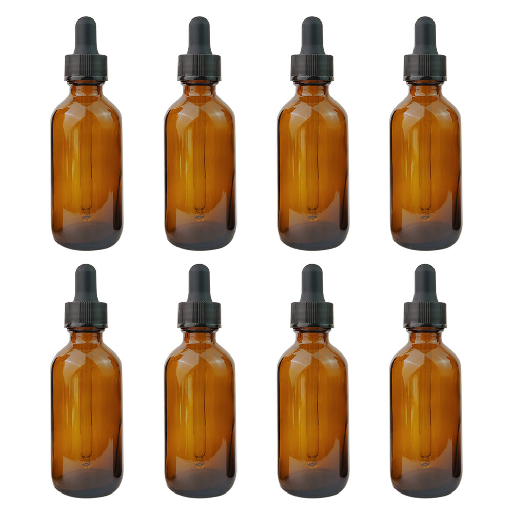 8 Pack Amber Glass Dropper Bottles