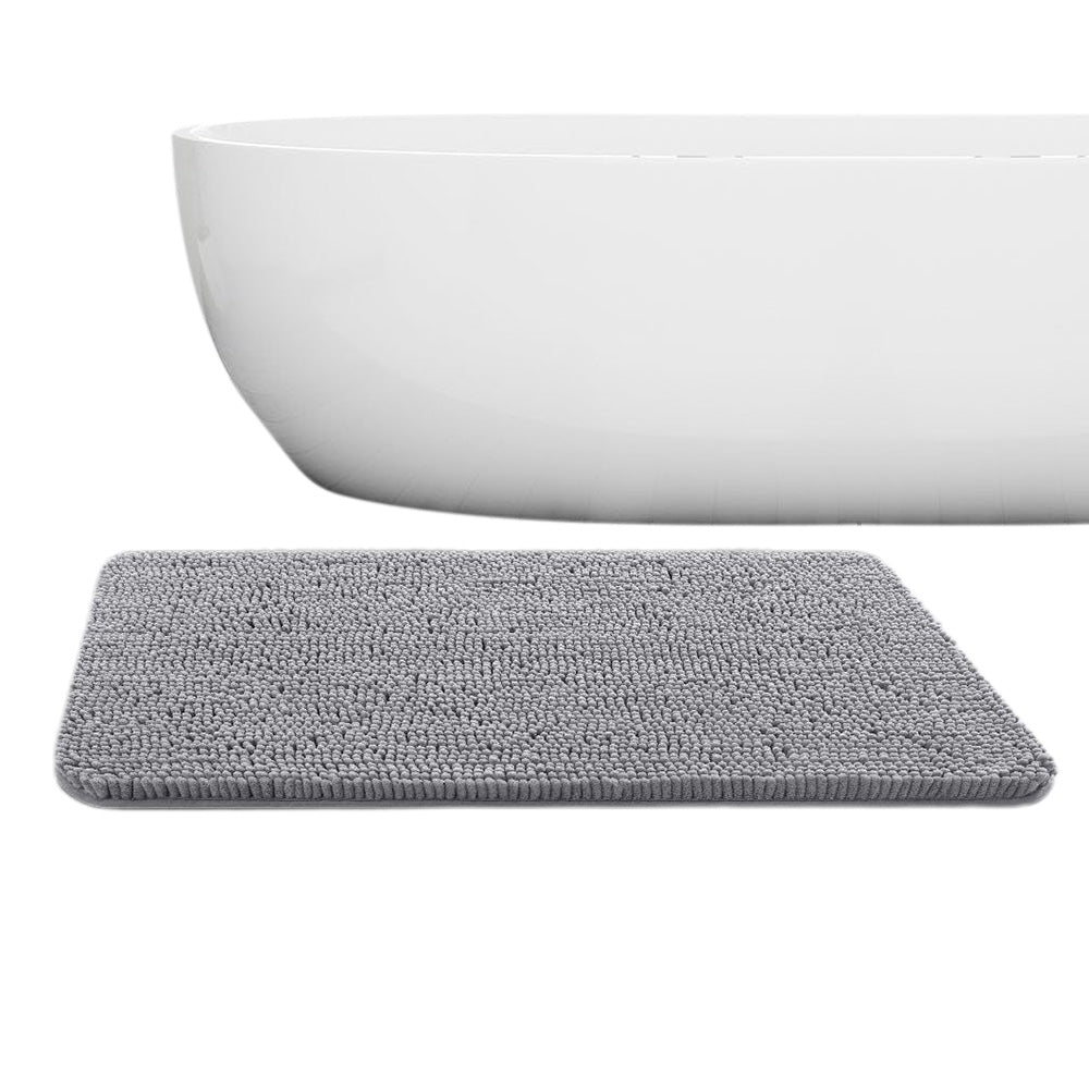 Soft Chenille Bath Mat with Rounded Corners, Absorbent & Non-Slip Rug