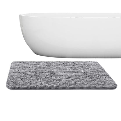 Soft Chenille Bath Mat with Rounded Corners, Absorbent & Non-Slip Rug