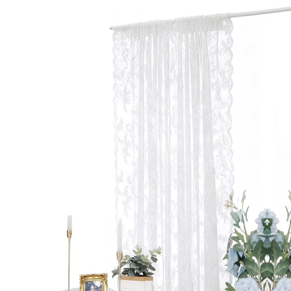 Vintage Lace Sheer Curtains with Flower & Branch Design Voile Curtains for Living Room & Garden