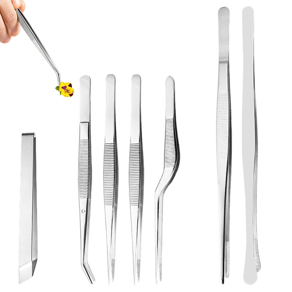 7Pcs Stainless Steel Kitchen Cooking and Plating Tweezers Set