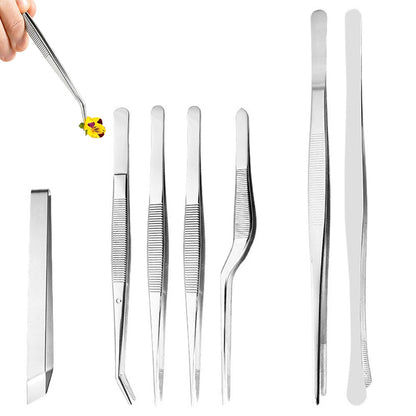 7Pcs Stainless Steel Kitchen Cooking and Plating Tweezers Set
