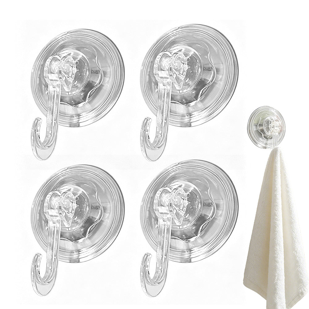 4Pcs Clear Vacuum Suction Cup Hooks