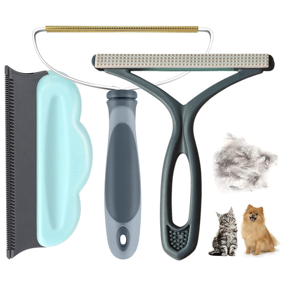 3Pcs Set Pet Hair Remover Fabric Hair Fur Shaver Cleaner Portable Carpet Scraper for Clothes Car Mats Couch Furniture