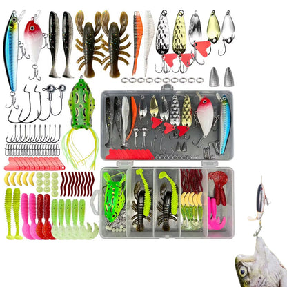 107 Pcs Fishing Tackle Tools Set Fishing Lures Gear Kit Crankbaits Hooks Fishing Accessories