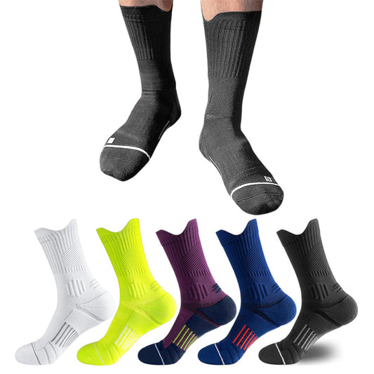 5 Pairs of Crew Compression Running Socks Anti-Blister Cushion Socks for Hiking Basketball
